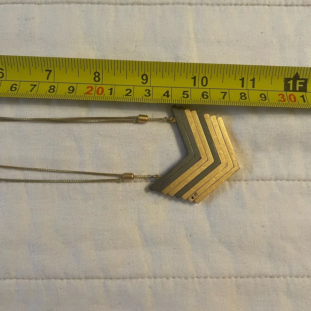 Madewell Gold and Silver tone Chevron Necklace Adjustable Chain - Picture 13 of 13